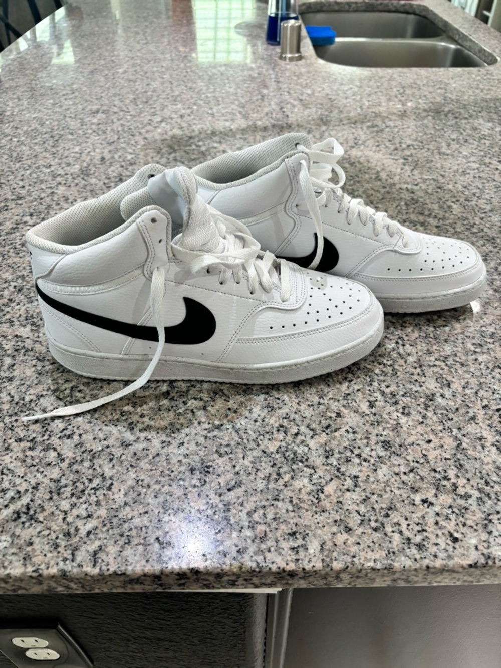 Nike White and Black Mid-Top Sneakers